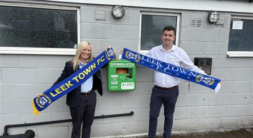 Leek Building Society Installs Life-Saving Defibrillator at Leek Town Football Club in Support of Community Initiative